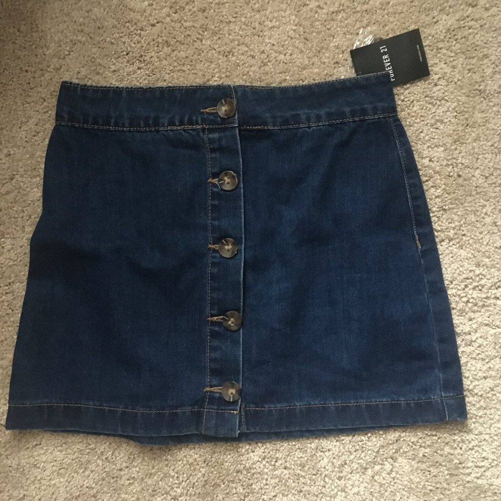 Button Down Denim Skirt